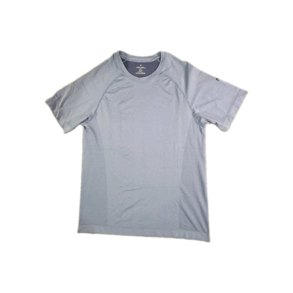 Fabletics Men's Size L Training Day Tee Shirt Bluish Gray Activewear Gym Nylon